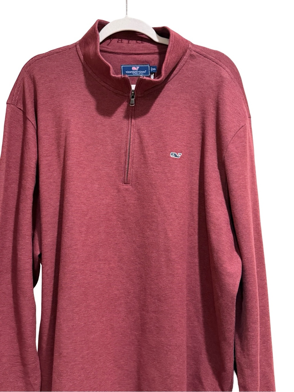 🌟 NWT Vineyard Vines Men's Saltwater Quarter-Zip Pullover Crimson XXL - Picture 7 of 14